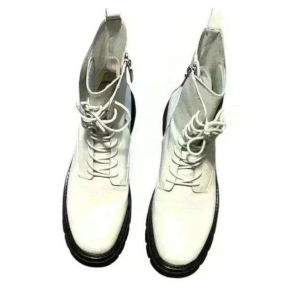 ASH LIAM Woman White Combat Boot. Lace & Zip. Leather 39 - Picture 3 of 7